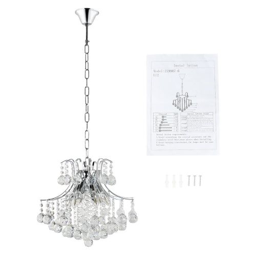  LIGHTESS Lightess Crystal Chandelier Modern Ceiling Pendant Hanging Light Fixture with 6 Lights