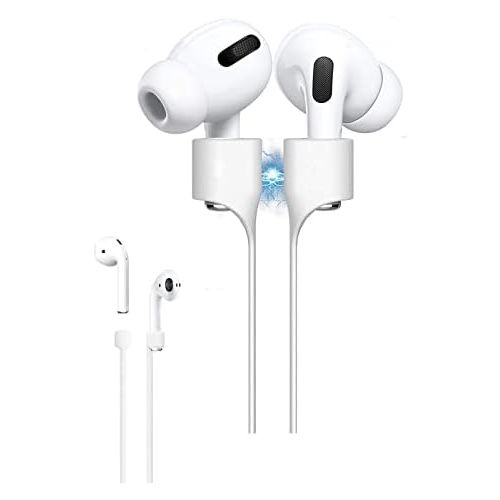  [아마존베스트]LIKDAY Airpods Strap Compatible with AirPods Pro 2 1, Holder Strap for AirPods Made of Flexible Silicone, Perfect for Hanging the Headphones around the Neck (White)