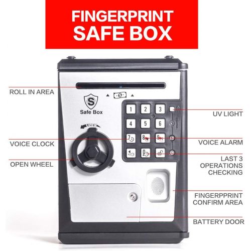  [아마존베스트]LIKE Toy Piggy Bank Safe Box Fingerprint ATM Bank ATM Machine Money Coin Savings Bank for Kids