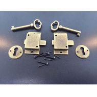 LIKE SHOP 2 Curio Cabinet Front Door key and Lock Set in Antique Finish