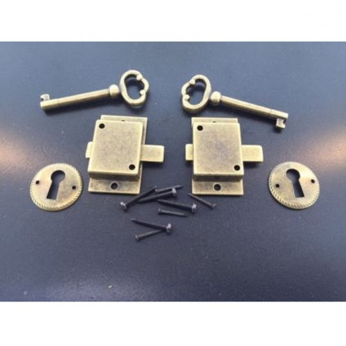  LIKE SHOP 2 Curio Cabinet Front Door key and Lock Set in Antique Finish