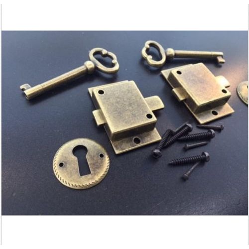  LIKE SHOP 2 Curio Cabinet Front Door key and Lock Set in Antique Finish