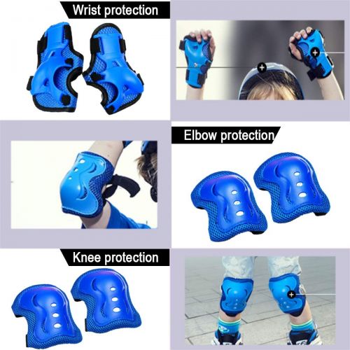  LIKU Kids Knee Pads Elbow Pads Set, Elbow Pads Wrist Guards 3 in 1 Protective Gear Set for Multi Sports Inline Roller Skating Cycling Bike Rollerblading Scooter