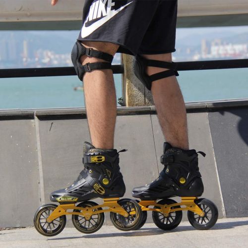  LIKU Performance 125 3WD Speed Inline Skates Black&Gold Racing Skate for Men and Women