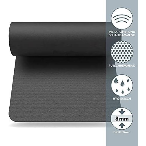  [아마존베스트]LILENO SPORTS Floor protection mat, extra durable treadmill mat, 8 mm thick, fitness underlay mat for cross trainers, roller trainers and other fitness equipment, also for yoga