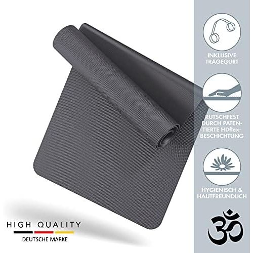  [아마존베스트]LILENO SPORTS Yoga Mat (180x60 cm) incl. Carrying Strap - Gymnastics and Fitness Mat Extra Non-Slip 4 mm Thick - Sports and Yoga Mat for Gym, Workout and Yoga - Sports Mat for Home