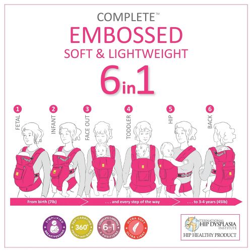  LILLEbaby LLLEEbaby The Complete Embossed SIX-Position 360° Ergonomic Baby & Child Carrier, Citrus - Cotton Baby Carrier, Ergonomic Multi-Position Carrying for Infants Babies Toddlers