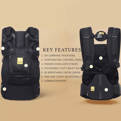  LILLEbaby LiLLEEbaby The COMPLETE Airflow SIX-Position 360° Ergonomic Baby & Child Carrier, Black - Cotton Baby Carrier, Ergonomic Multi-Position Carrying for Infants Babies Toddlers