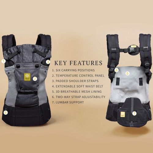  LILLEbaby LiLLEEbaby The COMPLETE Airflow SIX-Position 360° Ergonomic Baby & Child Carrier, Black - Cotton Baby Carrier, Ergonomic Multi-Position Carrying for Infants Babies Toddlers