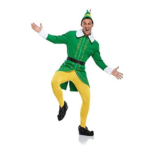  할로윈 용품LILLIWEEN Mens Christmas Elf Costume Buddy Full Set Halloween Christmas Cosplay Coat Hat Pants Belt