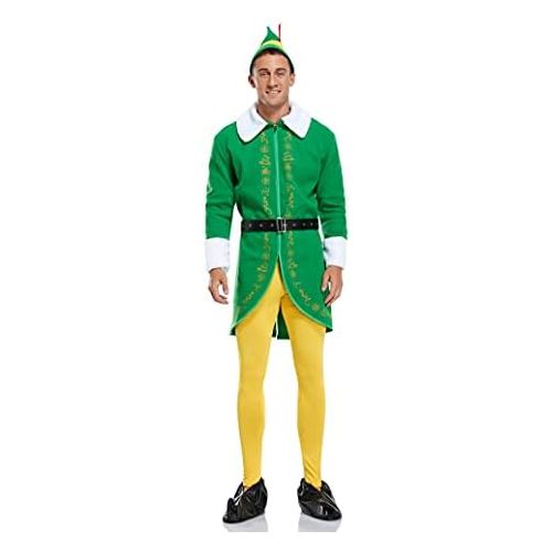  할로윈 용품LILLIWEEN Mens Christmas Elf Costume Buddy Full Set Halloween Christmas Cosplay Coat Hat Pants Belt