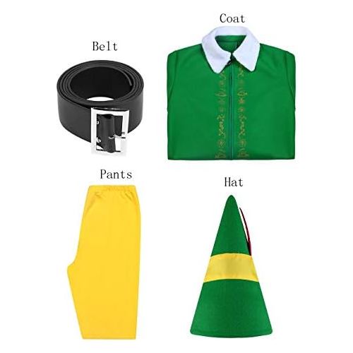  할로윈 용품LILLIWEEN Mens Christmas Elf Costume Buddy Full Set Halloween Christmas Cosplay Coat Hat Pants Belt