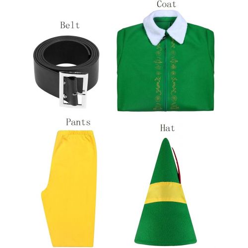  할로윈 용품LILLIWEEN Mens Christmas Elf Costume Buddy Full Set Halloween Christmas Cosplay Coat Hat Pants Belt