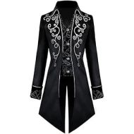 LILLIWEEN Mens Steampunk Tailcoat Jacket,Halloween Costumes Renaissance Pirate Vampire Gothic Jackets Victorian Frock Velvet Coat