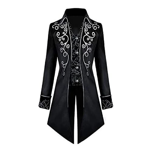  할로윈 용품LILLIWEEN Mens Steampunk Tailcoat Jacket,Halloween Costumes Renaissance Pirate Vampire Gothic Jackets Victorian Frock Velvet Coat