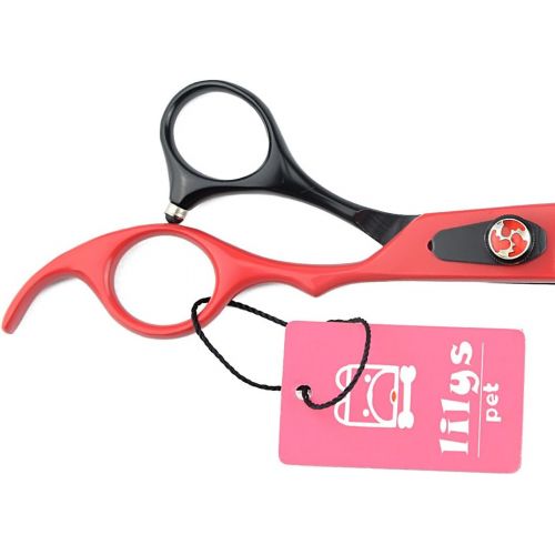  LILYS PET HIGH-END SERIES 8-Inch Japanese 440C Fishbone-shaped Big Tooth Professional Pet Grooming Thinning Scissors With Beautiful Red Screw