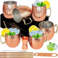 [아마존베스트]LINALL Moscow Mule Copper Mugs- Set of 6 Copper Plated Stainless Steel Mug 18oz, for Chilled Drinks (6 Pack)