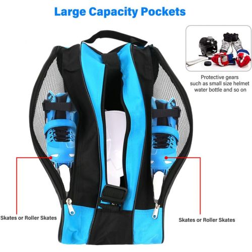  LINGSFIRE Roller Skate Bag, Breathable Ice-Skating Bag Shoulder and Top Handle Oxford Cloth Skating Bag for Women Men and Adults Roller Skate Accessories