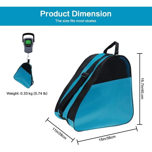  LINGSFIRE Upgrade Roller Skate Bag, Semi-breathable Ice-skating Bag Shoulder and Top Handle Oxford Cloth Skating Bag for Women Men and Adults Three Compartments Roller Skate Access