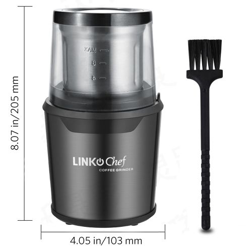  Coffee Grinder Electric LINKChef Nut & Spice Grinder 250W with Large Capacity Detachable Stainless Steel Bowl and Electric Wire Storage Function - Black(CG-9230) 3 years warranty (