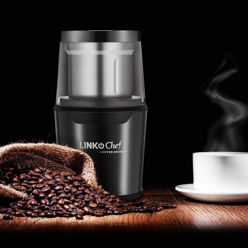  Coffee Grinder Electric LINKChef Nut & Spice Grinder 250W with Large Capacity Detachable Stainless Steel Bowl and Electric Wire Storage Function - Black(CG-9230) 3 years warranty (