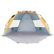 Linke Beach Tent Sun Shelter, 4 Person Easy Setup Camping Sun Shade Canopy with Carry Bag, XL Size (Orange&Blue)