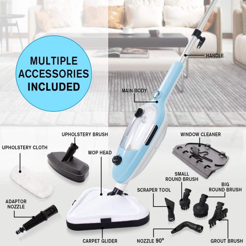  LINLUX Powerfresh Steam Mop 10-in-1 System, Laminate/Hardwood Floor Steam Cleaner, Carpet/Tile and Whole House Multipurpose Use