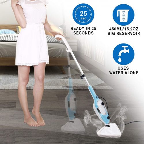  LINLUX Powerfresh Steam Mop 10-in-1 System, Laminate/Hardwood Floor Steam Cleaner, Carpet/Tile and Whole House Multipurpose Use