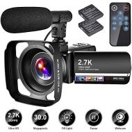 [아마존베스트]LINNSE Video Camera Camcorder with Microphone YouTube Camera Recorder 2.7K Ultra HD 20FPS 30.0MP 18X Digital Zoom 3.0 LCD Touch Screen Vlogging Camera
