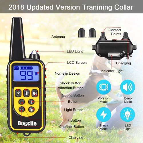  LINNSE Shock Collar for Dogs, Dog Shock Collar with Remote Control for 2600ft Range 100% Waterproof & Rechargeable Dog Training Collar with Remote Dogs (TC4)