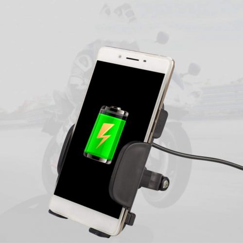  LIOOBO Motorcycle Handlebar Charging Mobile Phone Bracket Rear View Mirror Car USB Navigation Bracket No Battery Included(Black)