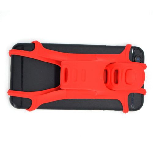  LIOOBO Mountain Bike Phone Mount Navigation Silicone Strap Mobile Phone Bracket Adjustable Bicycle Motorcycle Handlebar Rack(Red)