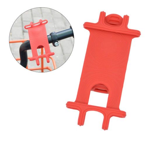  LIOOBO Mountain Bike Phone Mount Navigation Silicone Strap Mobile Phone Bracket Adjustable Bicycle Motorcycle Handlebar Rack(Red)