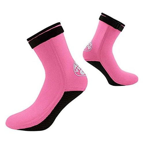  LIOOBO Wasser Socken Neopren Socken Strand Booties Schuhe Rutschfester Neoprenanzug Stiefel Socken fuer Wassersport Rosa Groesse L