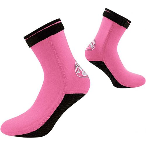  LIOOBO Wasser Socken Neopren Socken Strand Booties Schuhe Rutschfester Neoprenanzug Stiefel Socken fuer Wassersport Rosa Groesse L