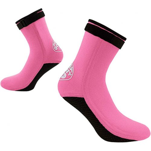  LIOOBO Wasser Socken Neopren Socken Strand Booties Schuhe Rutschfester Neoprenanzug Stiefel Socken fuer Wassersport Rosa Groesse L