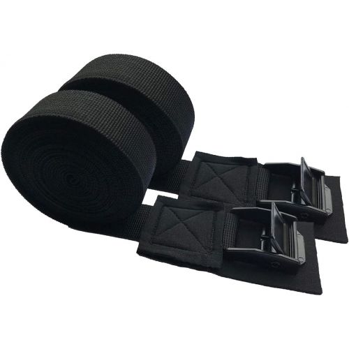  [아마존베스트]LIOOBO 2 PCS Tensioning Belts Binding Strap Car Roof Rack Tie Down Straps Car Luggage Cargo Kayak Surf Board Bind Belt (Black)