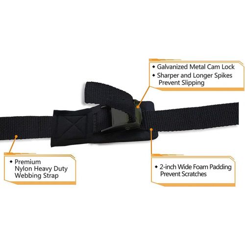  [아마존베스트]LIOOBO 2 PCS Tensioning Belts Binding Strap Car Roof Rack Tie Down Straps Car Luggage Cargo Kayak Surf Board Bind Belt (Black)