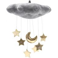[아마존베스트]LIOOBO Baby Crib Mobile Decor Plush Cloud Star Moon Baby Bed Art Mobile Baby Photography Props Nursery Baby Rattle Mobile (Grey)