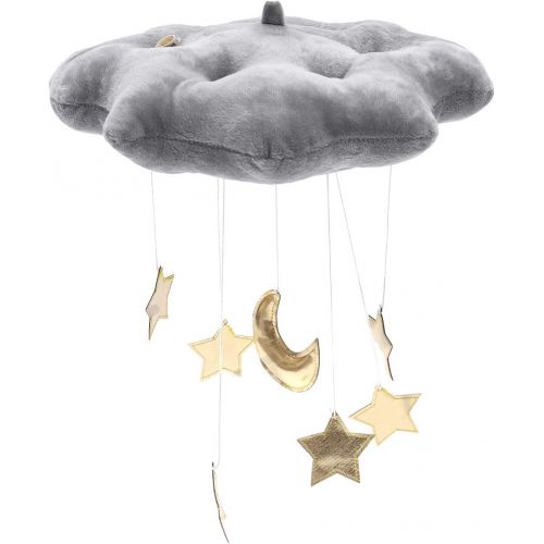  [아마존베스트]LIOOBO Baby Crib Mobile Decor Plush Cloud Star Moon Baby Bed Art Mobile Baby Photography Props Nursery Baby Rattle Mobile (Grey)