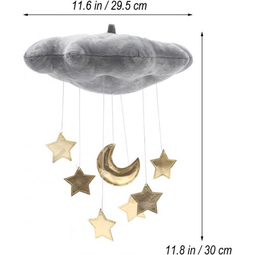  [아마존베스트]LIOOBO Baby Crib Mobile Decor Plush Cloud Star Moon Baby Bed Art Mobile Baby Photography Props Nursery Baby Rattle Mobile (Grey)