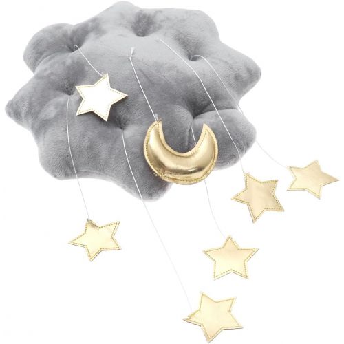  [아마존베스트]LIOOBO Baby Crib Mobile Decor Plush Cloud Star Moon Baby Bed Art Mobile Baby Photography Props Nursery Baby Rattle Mobile (Grey)