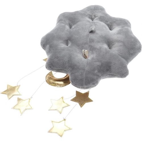  [아마존베스트]LIOOBO Baby Crib Mobile Decor Plush Cloud Star Moon Baby Bed Art Mobile Baby Photography Props Nursery Baby Rattle Mobile (Grey)