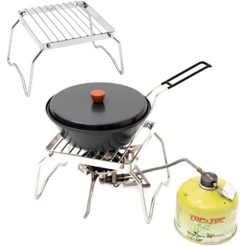  LIOOBO Portable BBQ Grill Folding Stainless Steel Grill Campfire Grill Rack for Backpacking, Hiking, Picnics, Fishing