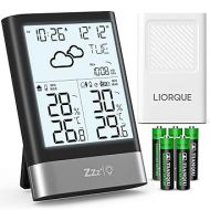 LIORQUE Weather Station Wireless Indoor Outdoor, Digital Weather Thermometer, Temperature, Air Pressure, Humidity Monitor, Weather Forecast with LCD Backlight, Alarm Clock with Outdoor Sensor