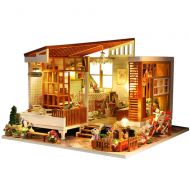 LISYANG DIY Dollhouse Wooden Miniature Furniture Kit with LED Best Birthday Gifts for Women and Girls,Toys for Adults and Children