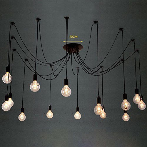  Industrial Vintage Edison Spider Light-LITFAD 14 Lights Multiple Ajustable DIY Ceiling Light Pendant Light Antique Large Barn Chandelier