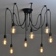 Industrial Vintage Edison Spider Light-LITFAD 8 Lights Multiple Ajustable DIY Ceiling Light Pendant light Chandelier
