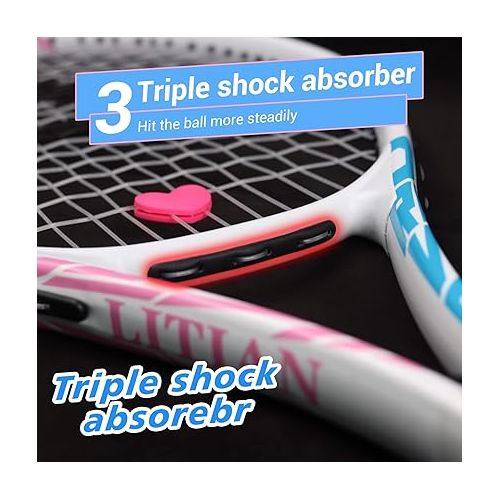  LiTian Tennis Racket，27 Inch Tennis Rackets for Adults 2 Pack, for Adults Students Women Men and Beginners(Blue and Pink)
