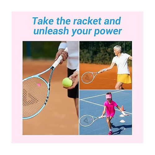  LiTian Tennis Racket，27 Inch Tennis Rackets for Adults 2 Pack, for Adults Students Women Men and Beginners(Blue and Pink)